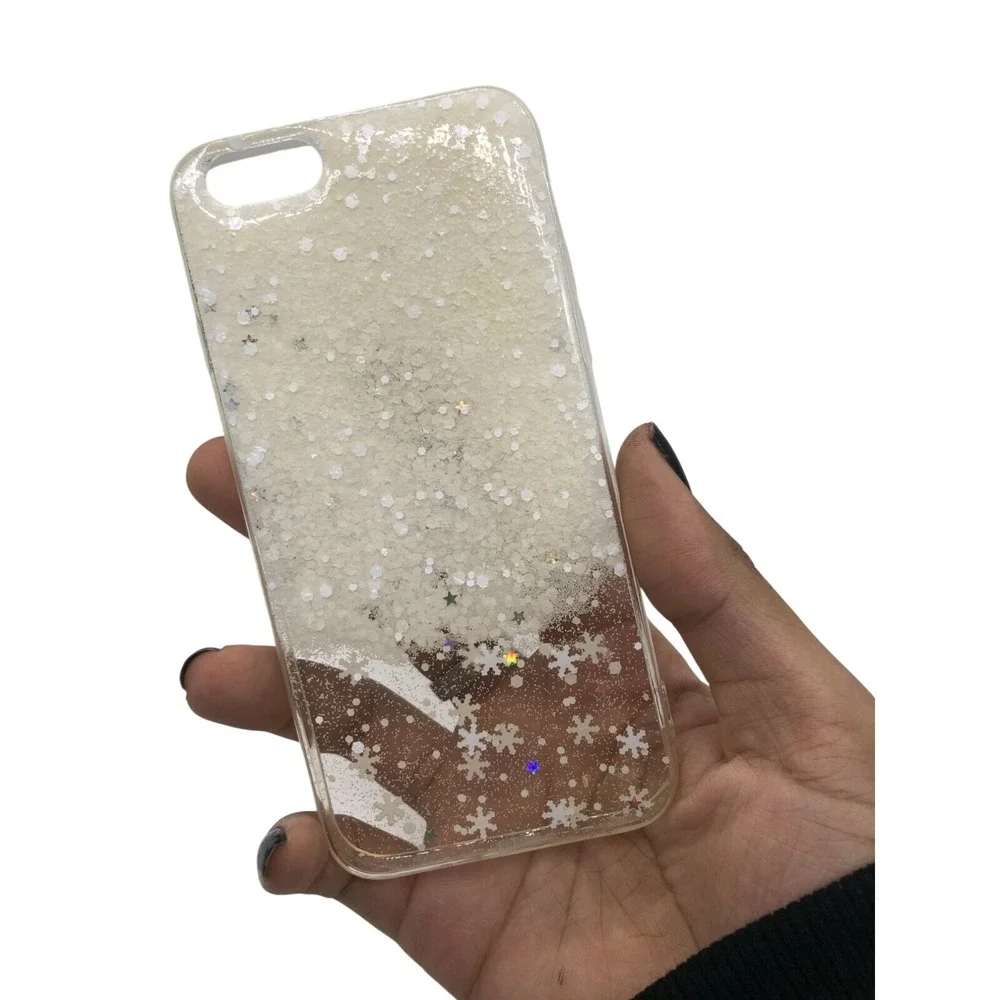 Apple iPhone 6 6s Phone Case Clear‎ White Snowflake Glitter Winter Y2K